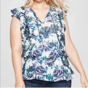 Ava & Viv floral print blouse, 1X